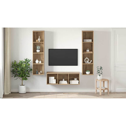 TV Cabinet Set Wall-mounted 3 pcs Artisan Oak Engineered Wood