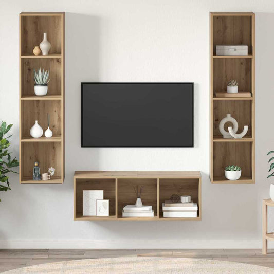 TV Cabinet Set 3 pcs Artisan Oak Engineered Wood