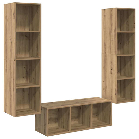 TV Cabinet Set 3 pcs Artisan Oak Engineered Wood