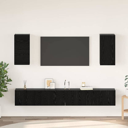 Wall TV Cabinet 3 pcs 100 x 30 x 30 cm Black Oak