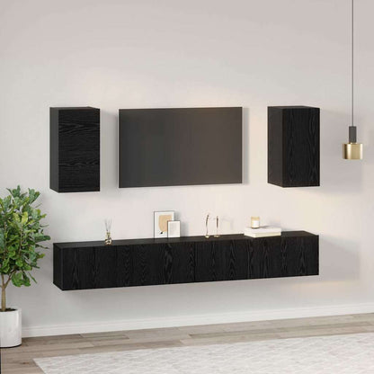 Wall TV Cabinet 3 pcs 100 x 30 x 30 cm Black Oak