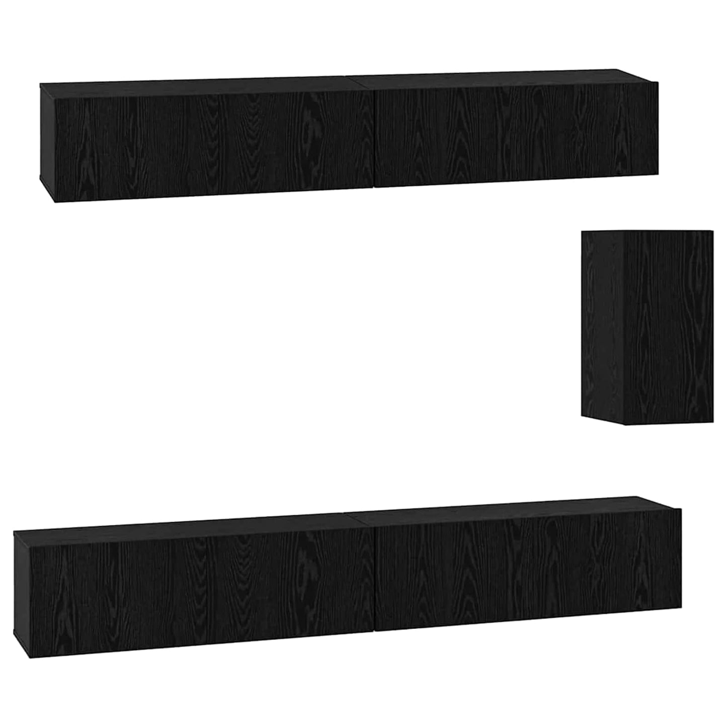 Wall TV Cabinet 3 pcs 100 x 30 x 30 cm Black Oak