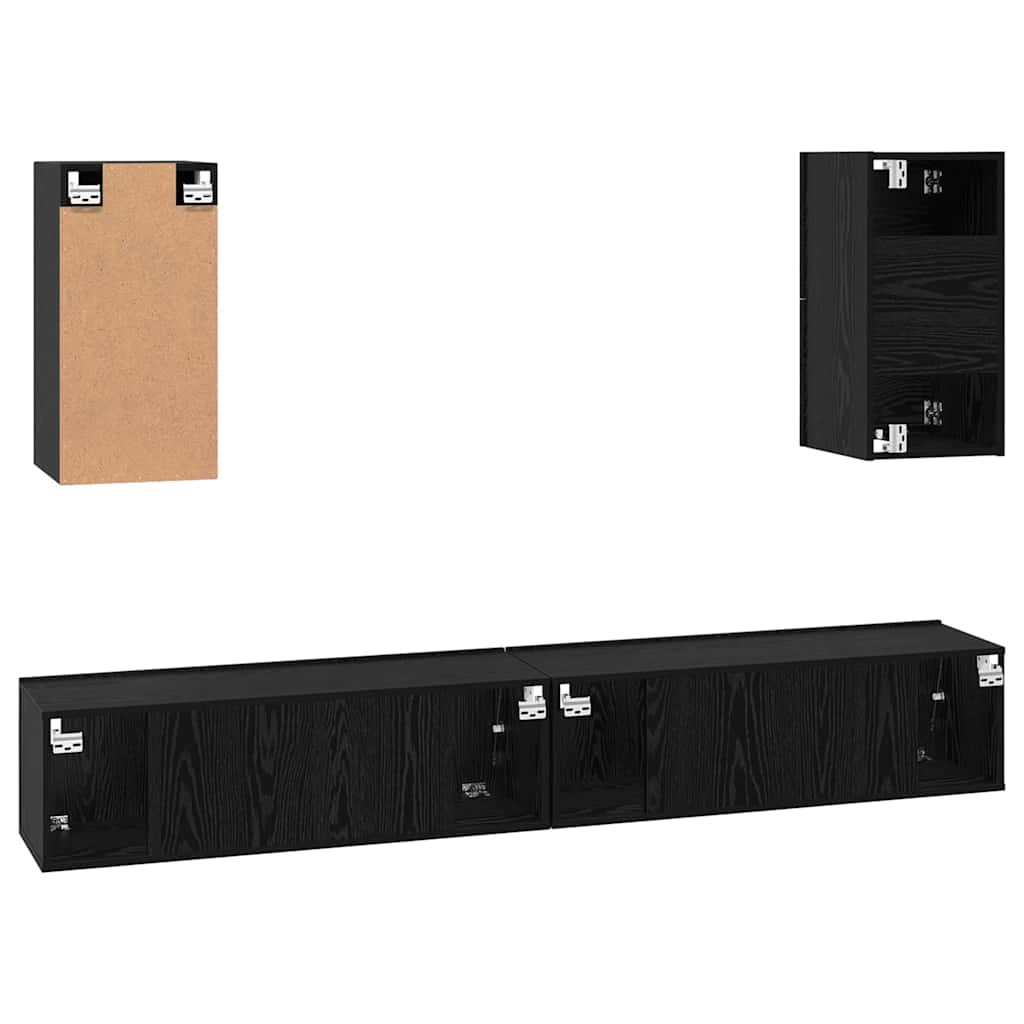 Wall TV Cabinet 3 pcs 100 x 30 x 30 cm Black Oak