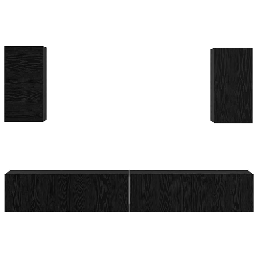 Wall TV Cabinet 3 pcs 100 x 30 x 30 cm Black Oak