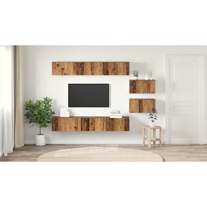 TV Cabinet Set Wall-mounted Old Wood Engineered Wood