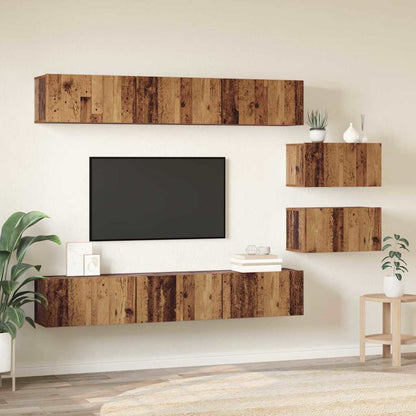 TV Cabinet Set Wall-mounted Old Wood Engineered Wood