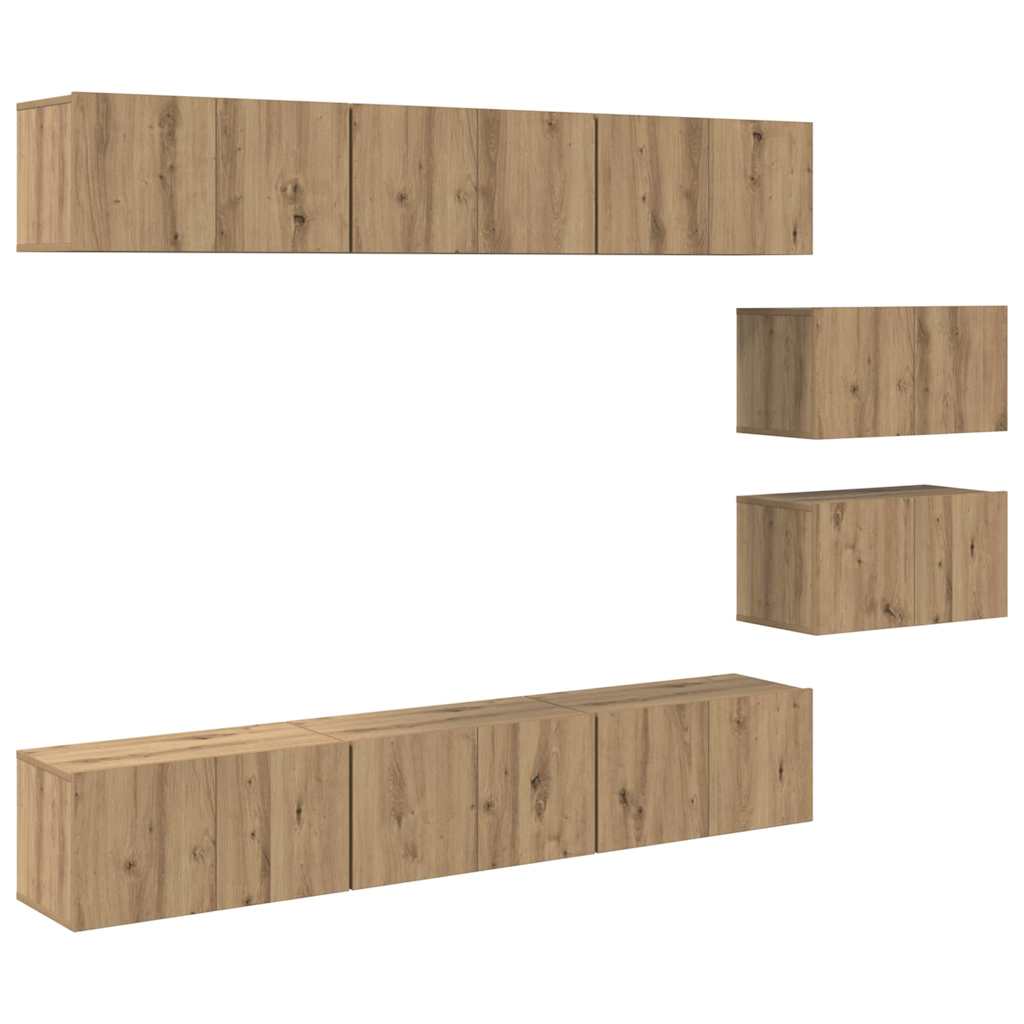 TV Cabinet Set 8 pcs Artisan Oak Engineered Wood