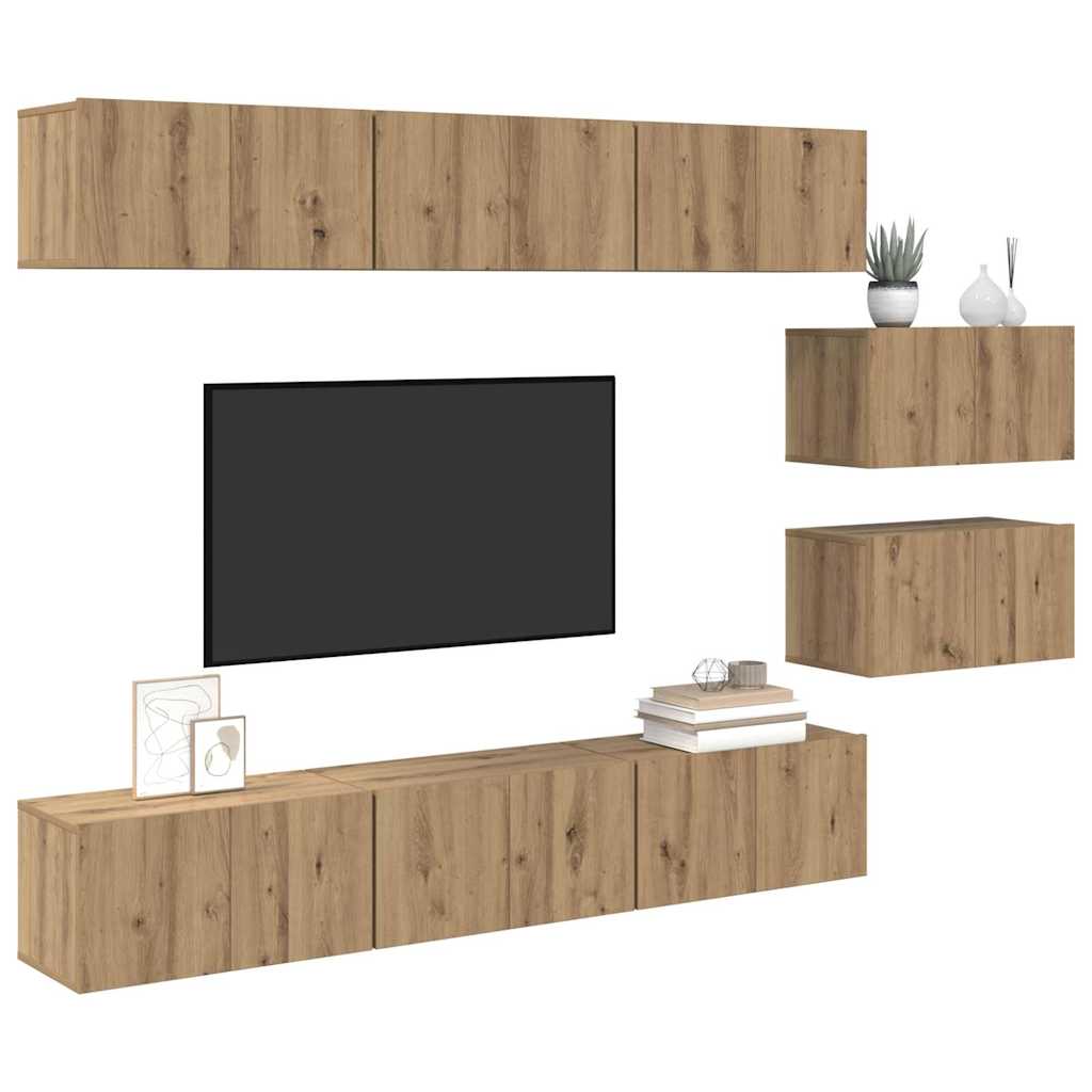 TV Cabinet Set 8 pcs Artisan Oak Engineered Wood