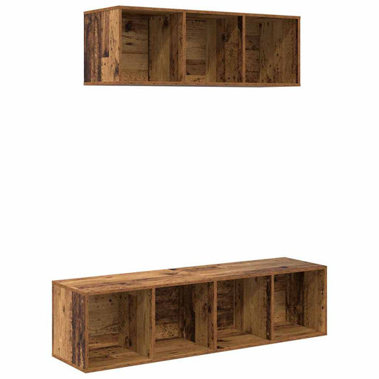 TV Cabinet Set Wall-mounted 2 pcs Old Wood Engineered Wood
