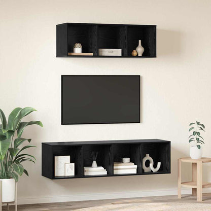 TV Cabinet Set 2 pcs Black Oak Engineered Wood