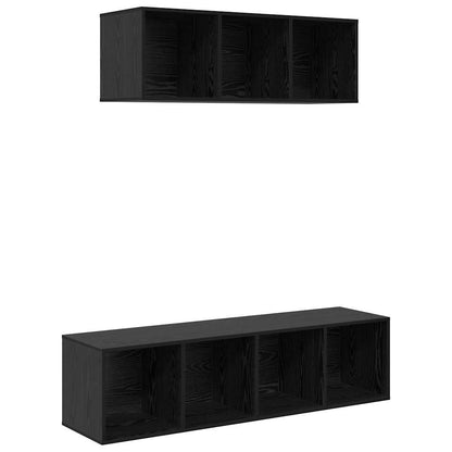 TV Cabinet Set 2 pcs Black Oak Engineered Wood