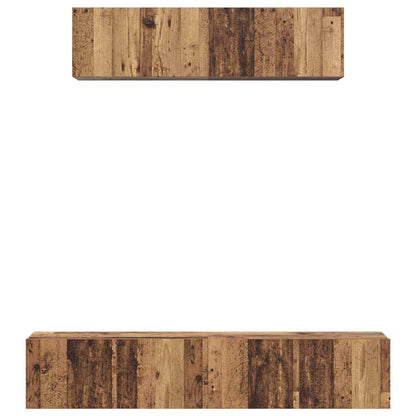TV Cabinet Set Wall-mounted 4 pcs Old Wood Engineered Wood