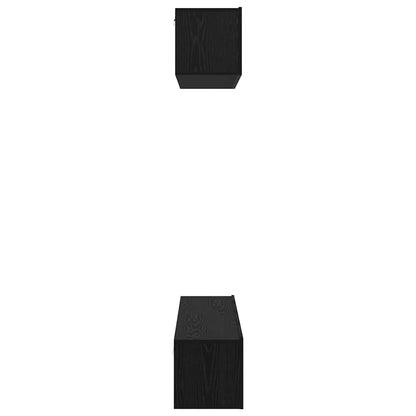 TV Cabinet Set Wall-mounted 4 pcs Black Oak Engineered Wood