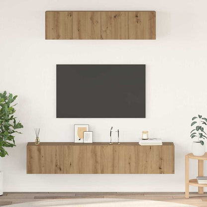 TV Cabinet Set Wall-mounted 4 pcs Artisan Oak Engineered Wood