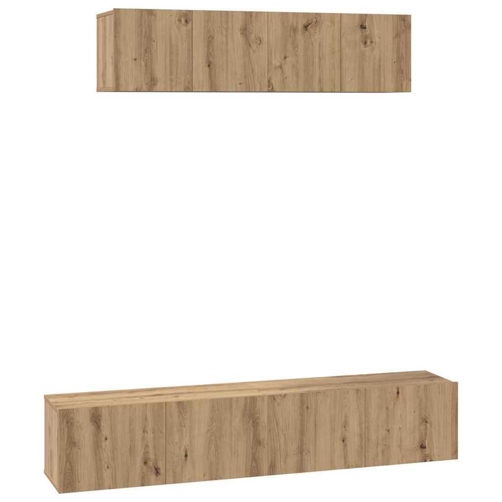 TV Cabinet Set Wall-mounted 4 pcs Artisan Oak Engineered Wood