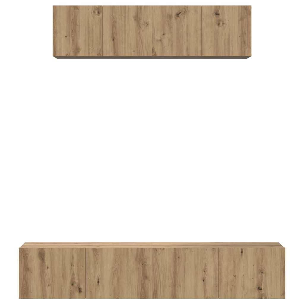 TV Cabinet Set Wall-mounted 4 pcs Artisan Oak Engineered Wood