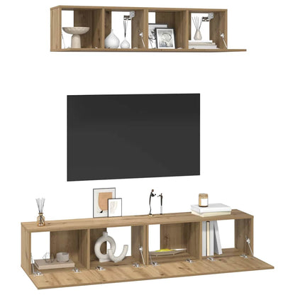 TV Cabinet Set Wall-mounted 4 pcs Artisan Oak Engineered Wood