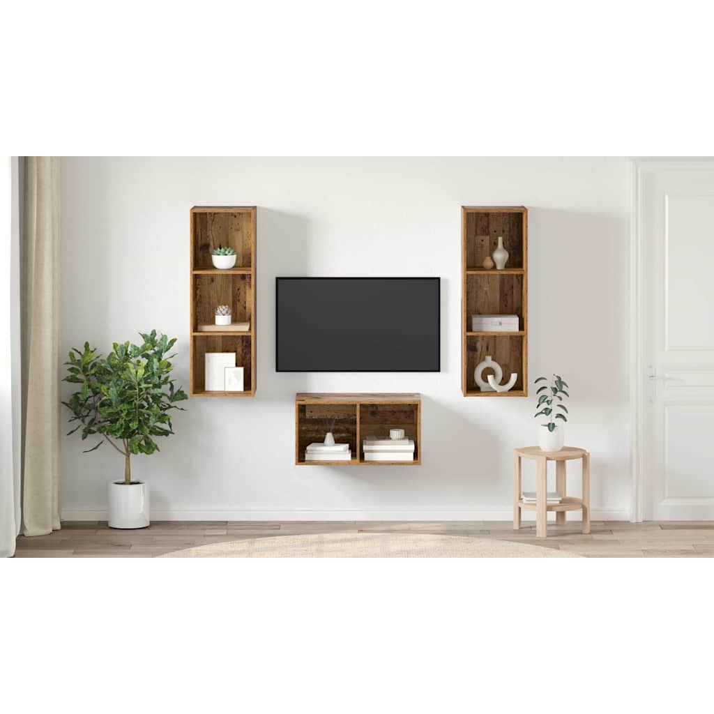 TV Cabinet Set Old Wood 37 x 37 x 107 cm Engineered Wood