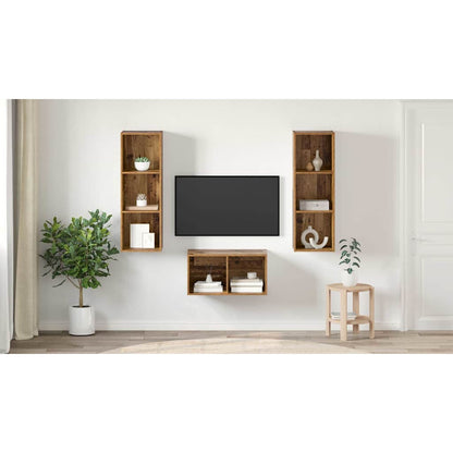 TV Cabinet Set Old Wood 37 x 37 x 107 cm Engineered Wood