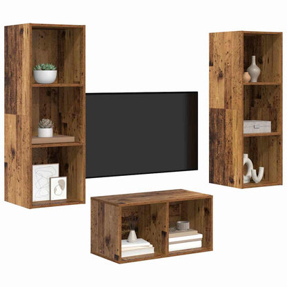TV Cabinet Set Old Wood 37 x 37 x 107 cm Engineered Wood