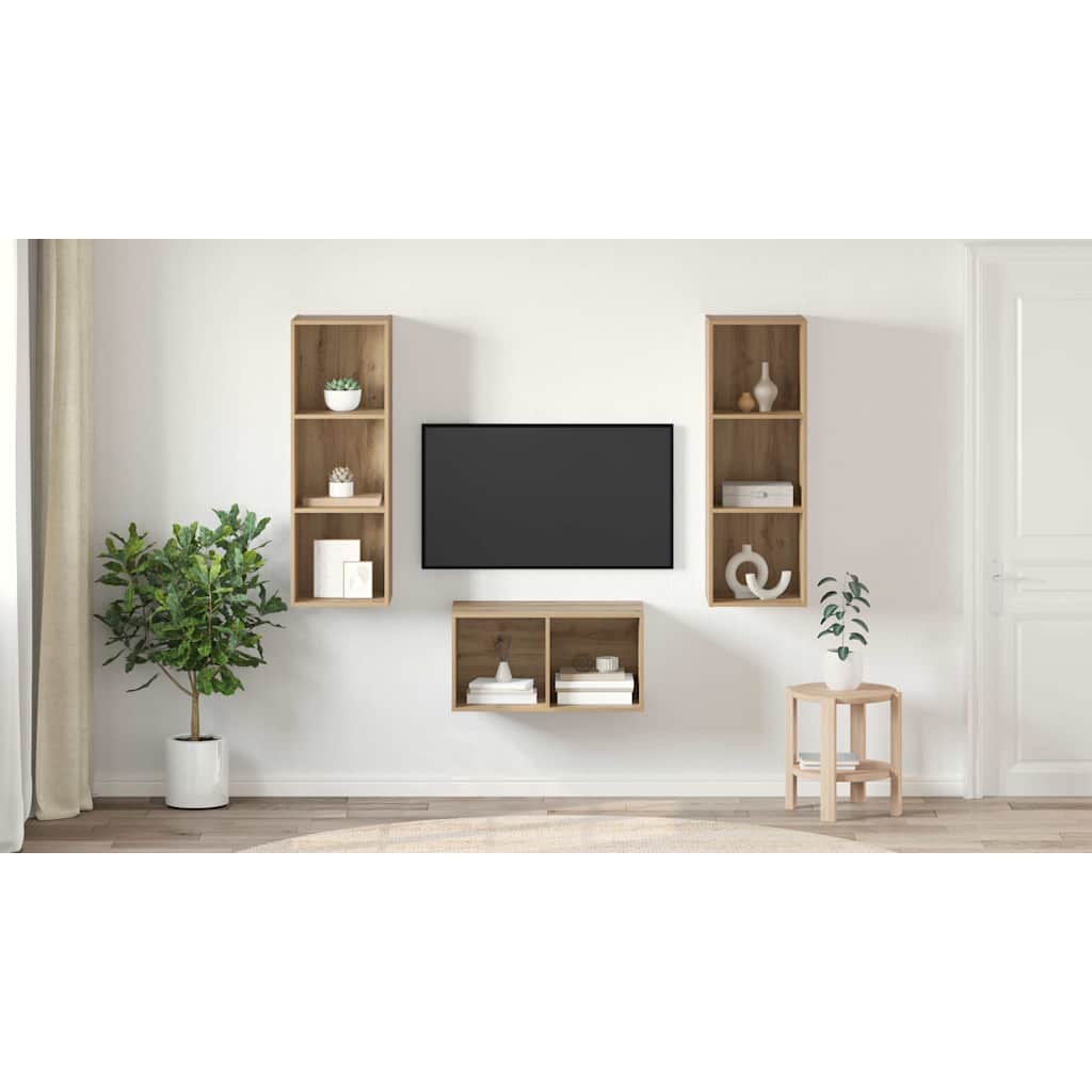 TV Cabinet Set Artisan Oak 37 x 37 x 107 cm Engineered Wood