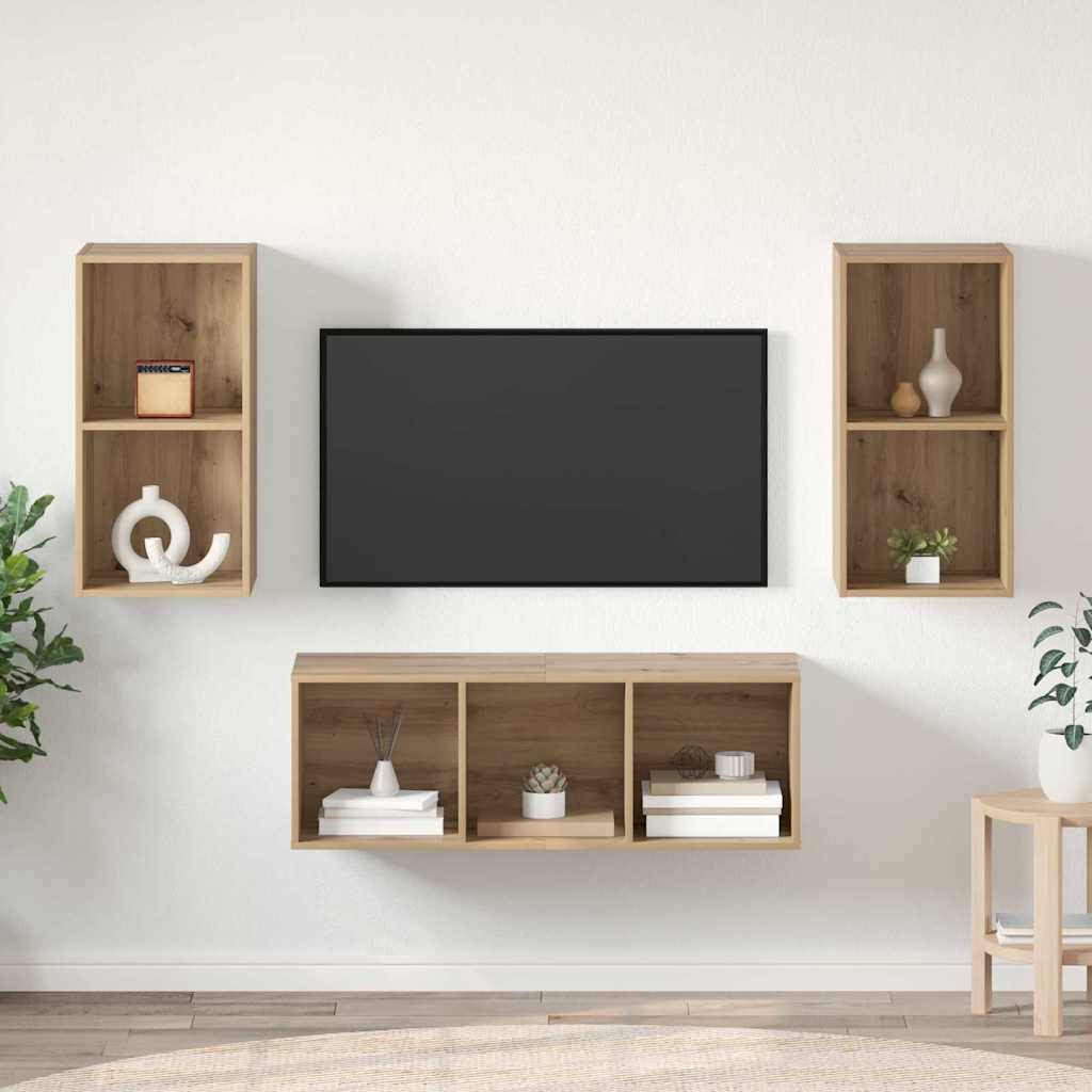 TV Cabinet Set Artisan Oak Engineered Wood