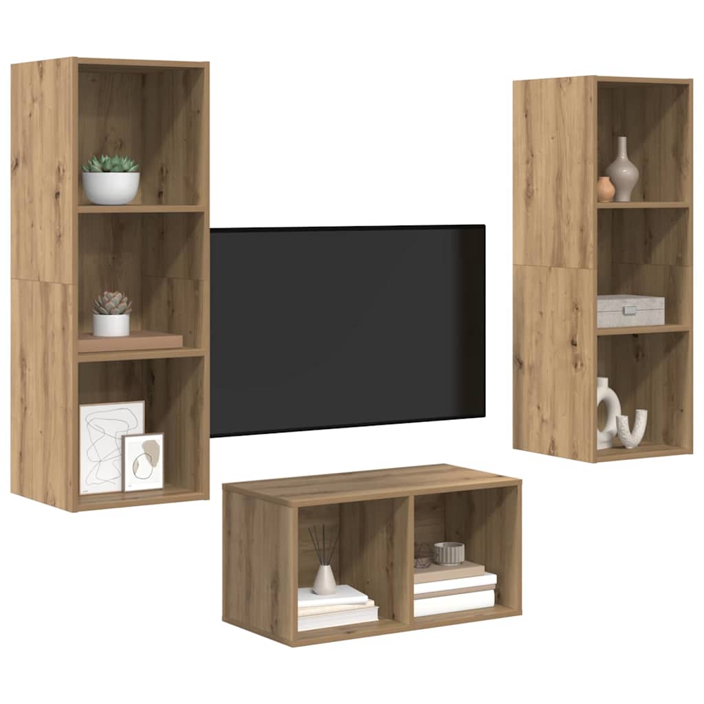 TV Cabinet Set Artisan Oak Engineered Wood