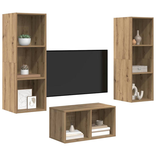 TV Cabinet Set Artisan Oak 37 x 37 x 107 cm Engineered Wood