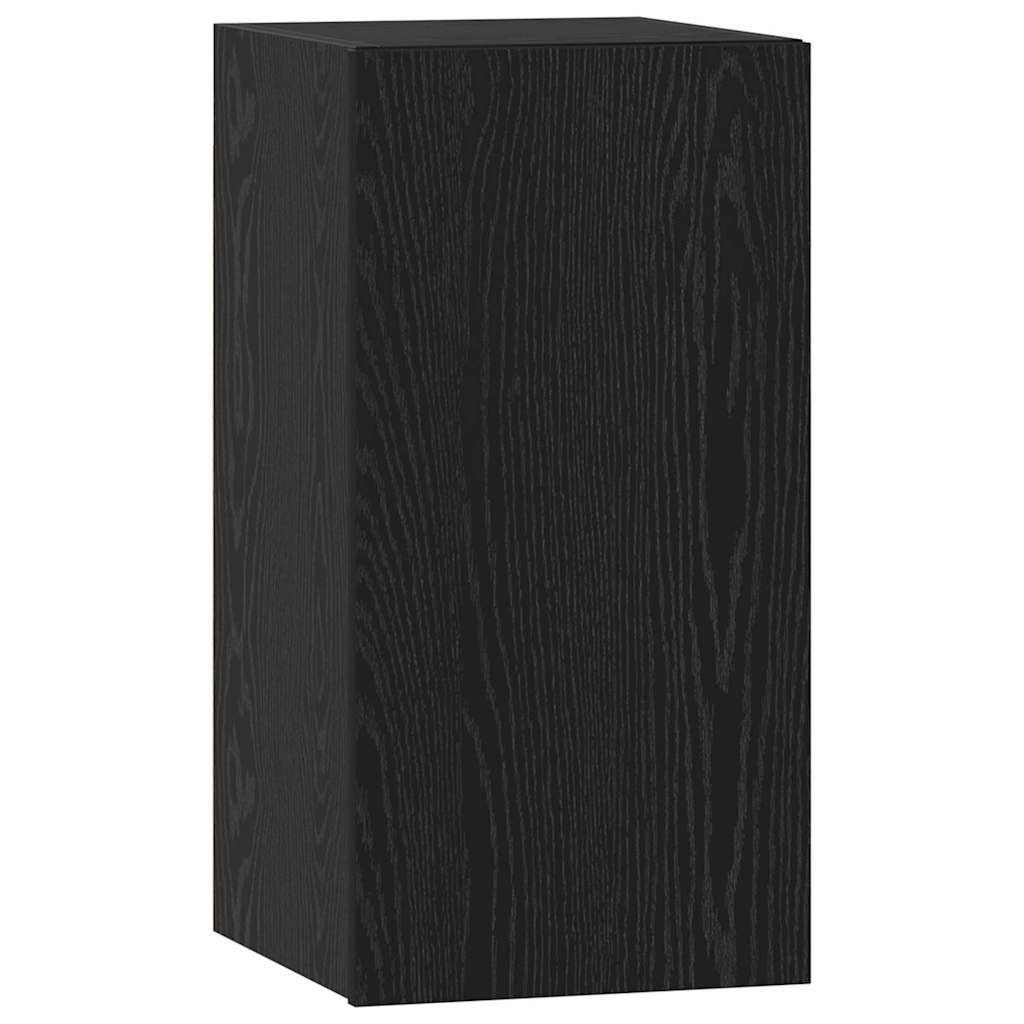TV Cabinet Set Wall-mounted 8 pcs Black Oak Engineered Wood