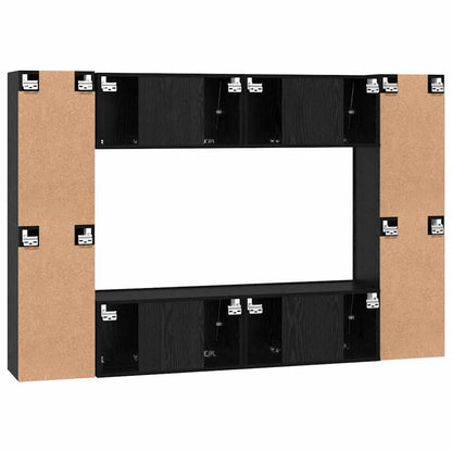 TV Cabinet Set Wall-mounted 8 pcs Black Oak Engineered Wood