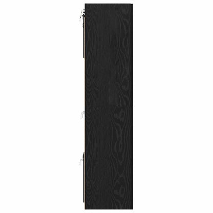 TV Cabinet Set Wall-mounted 8 pcs Black Oak Engineered Wood