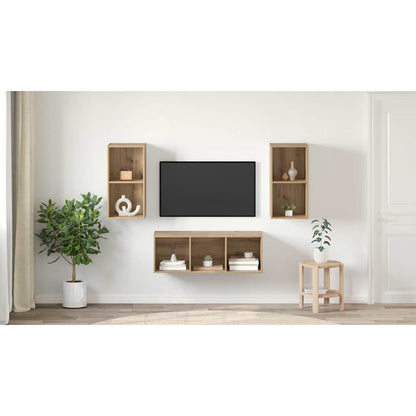 TV Cabinet Set Wall-mounted 3 pcs Artisan Oak Engineered Wood