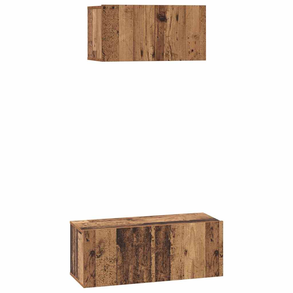 TV Cabinet Set Wall-mounted 2 pcs Old Wood Engineered Wood