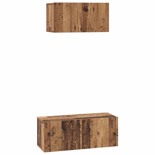 TV Cabinet Set Wall-mounted 2 pcs Old Wood Engineered Wood