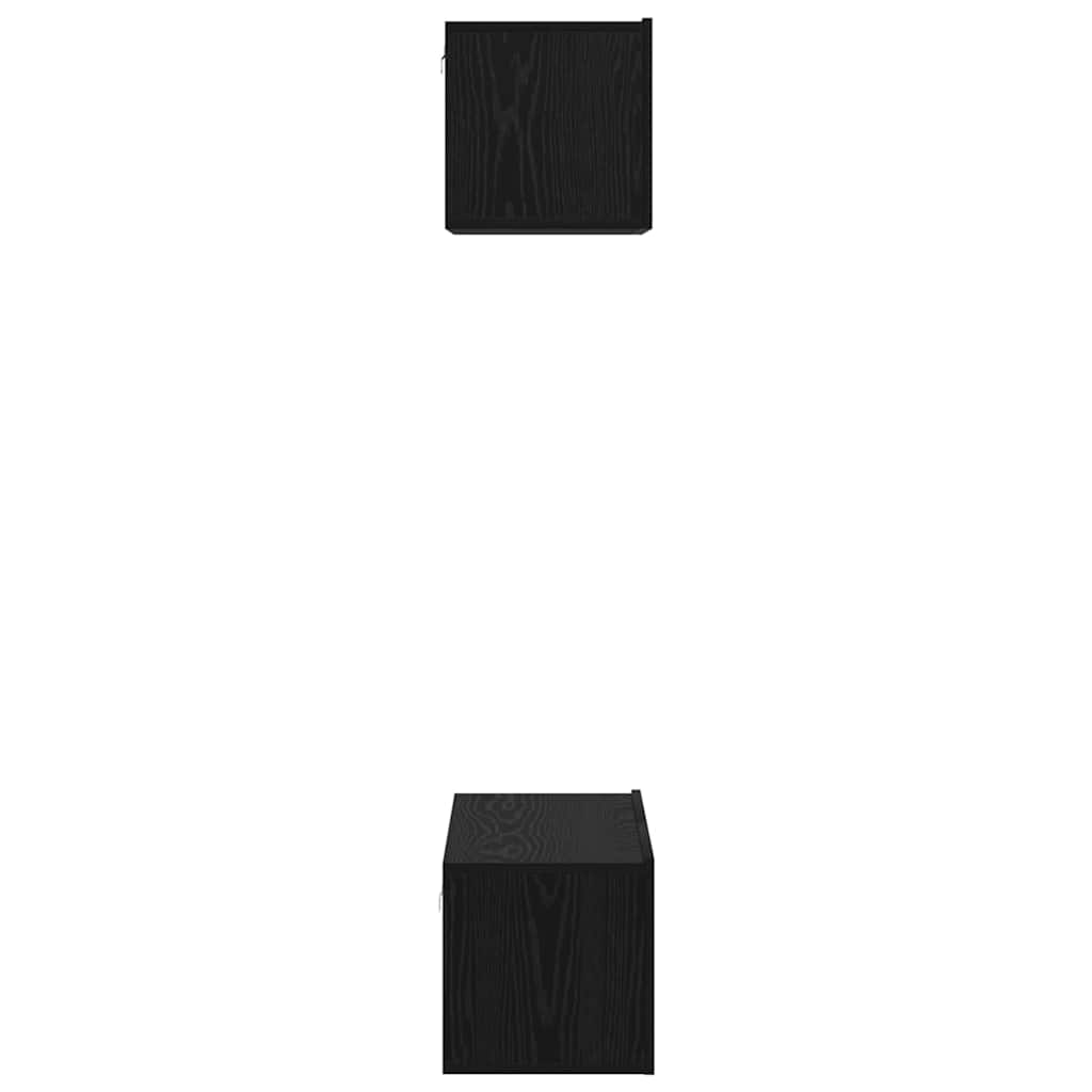 TV Cabinet Set Wall-mounted 2 pcs Black Oak Engineered Wood