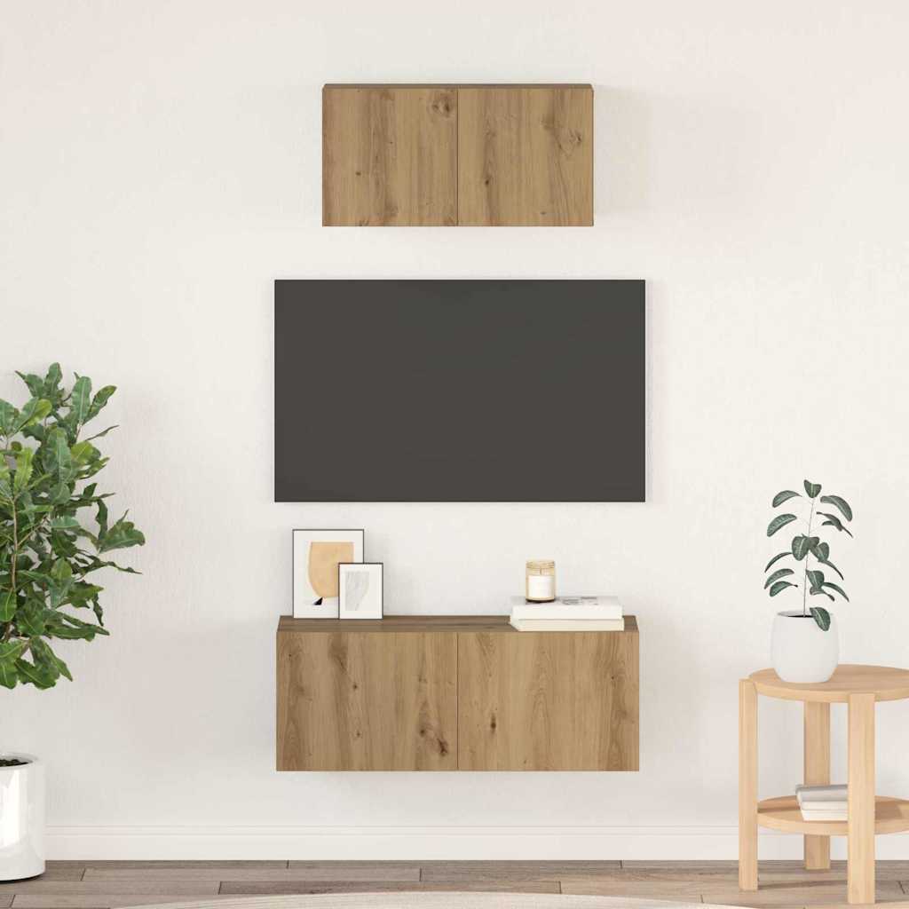 TV Cabinet Set Wall-mounted 2 pcs Artisan Oak Engineered Wood