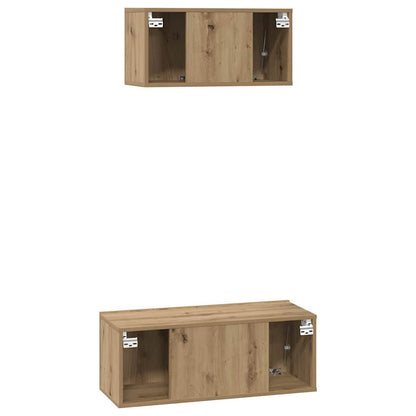 TV Cabinet Set Wall-mounted 2 pcs Artisan Oak Engineered Wood