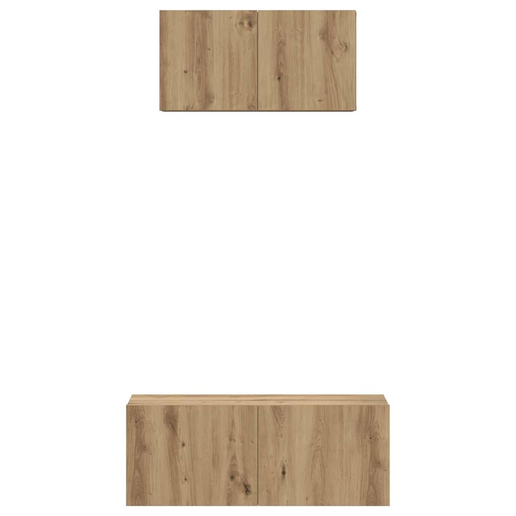 TV Cabinet Set Wall-mounted 2 pcs Artisan Oak Engineered Wood