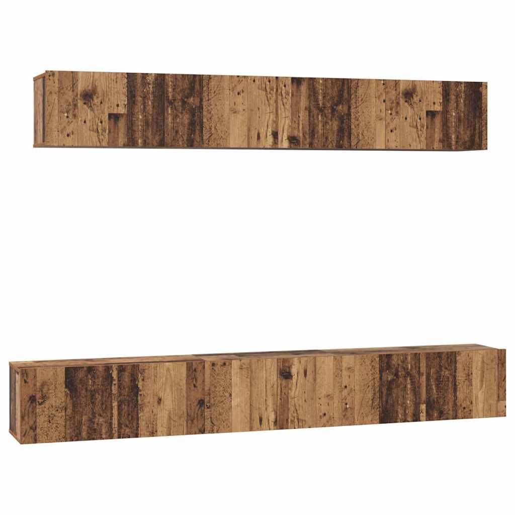 TV Cabinet Set Wall-mounted 5 pcs Old Wood Engineered Wood
