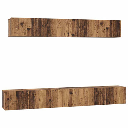 TV Cabinet Set Wall-mounted 5 pcs Old Wood Engineered Wood