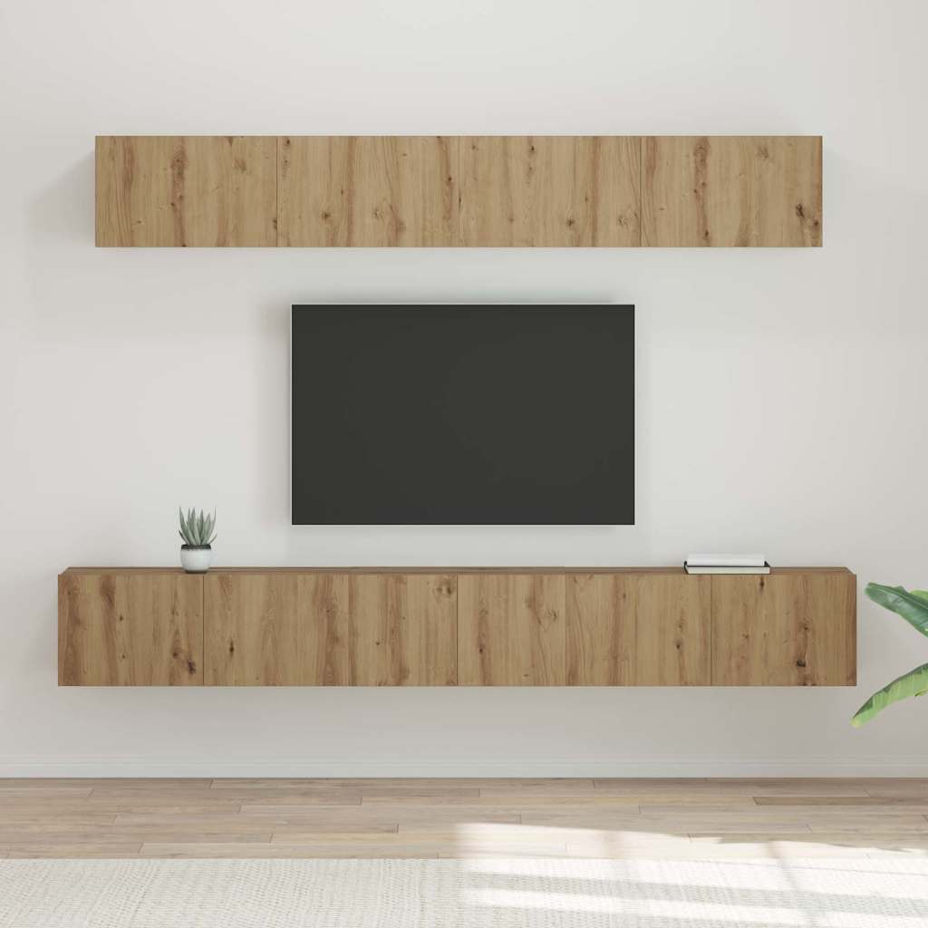 TV Cabinet Set Wall-mounted 5 pcs Artisan Oak Engineered Wood