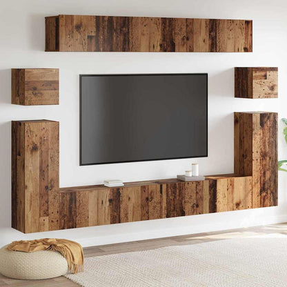 TV Units Wall-mounted 4 pcs Old Wood Engineered wood
