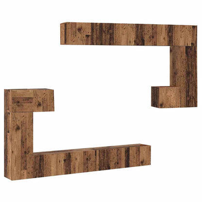 TV Units Wall-mounted 4 pcs Old Wood Engineered wood