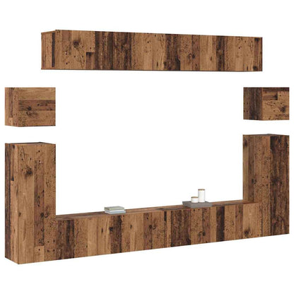 TV Units Wall-mounted 4 pcs Old Wood Engineered wood