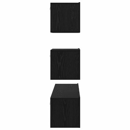 TV Cabinet Set Wall-mounted 4 pcs Black Oak Engineered Wood