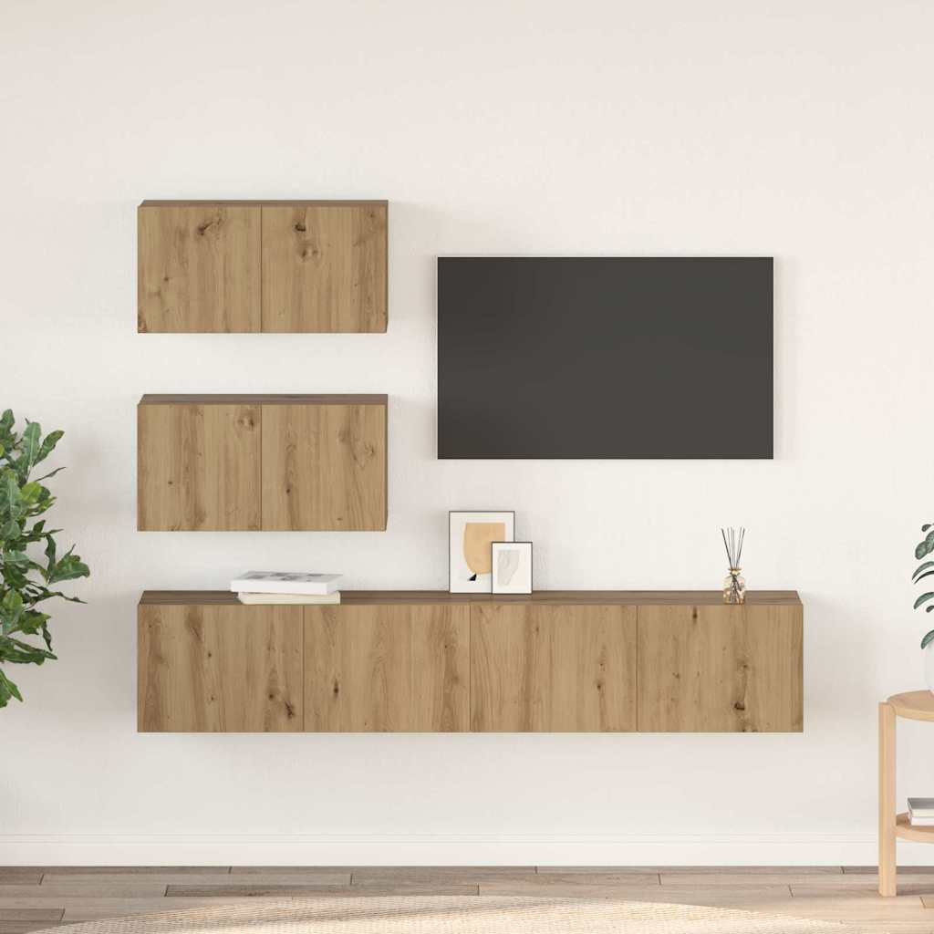 TV Cabinet Set Wall-mounted 4 pcs Artisan Oak Engineered Wood