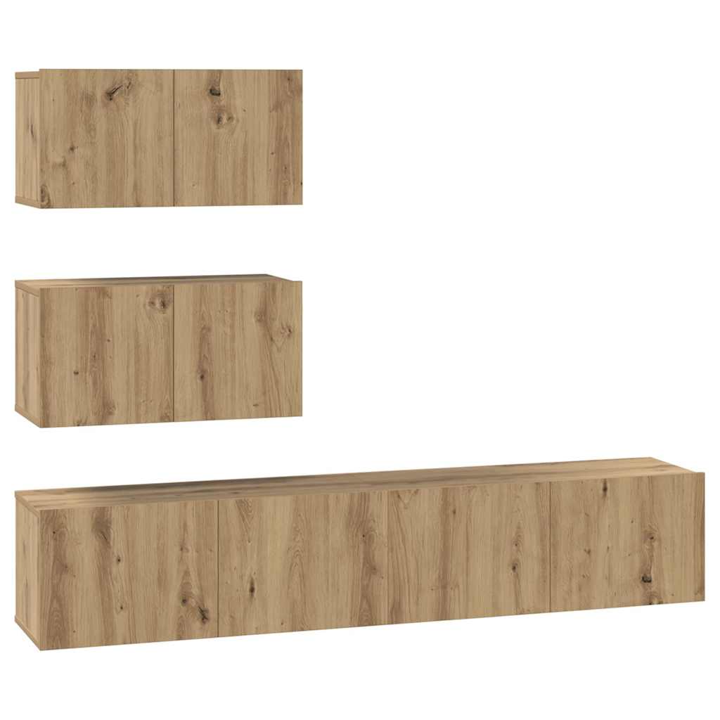 TV Cabinet Set Wall-mounted 4 pcs Artisan Oak Engineered Wood