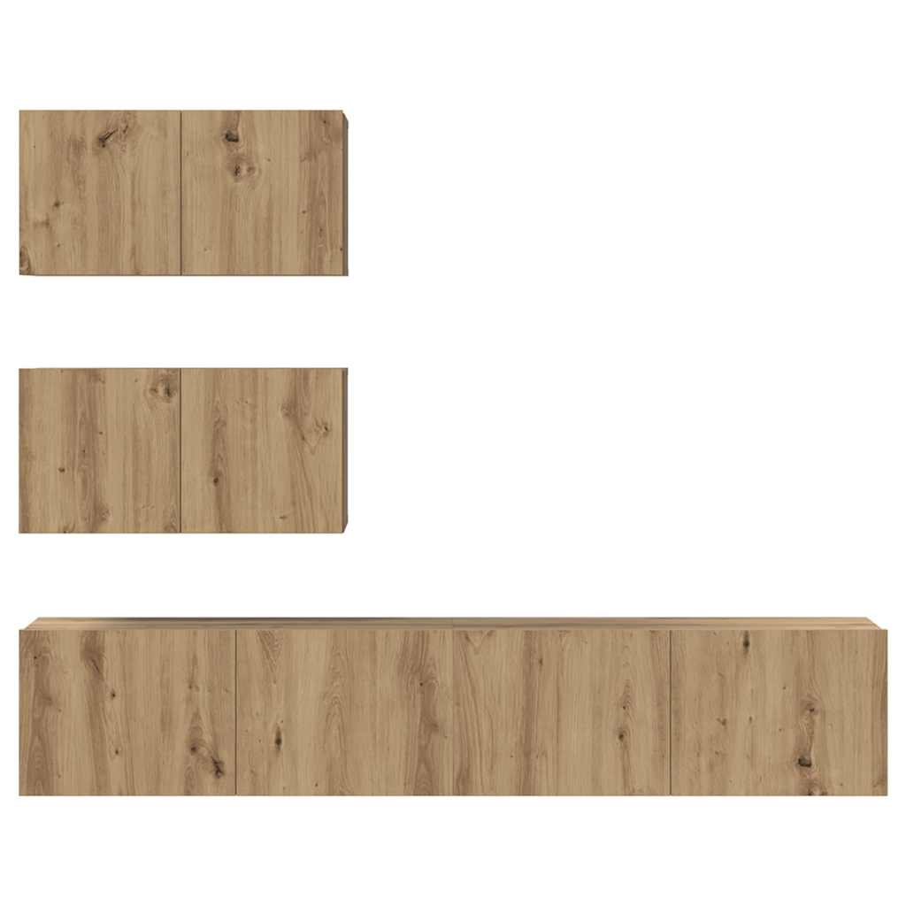 TV Cabinet Set Wall-mounted 4 pcs Artisan Oak Engineered Wood