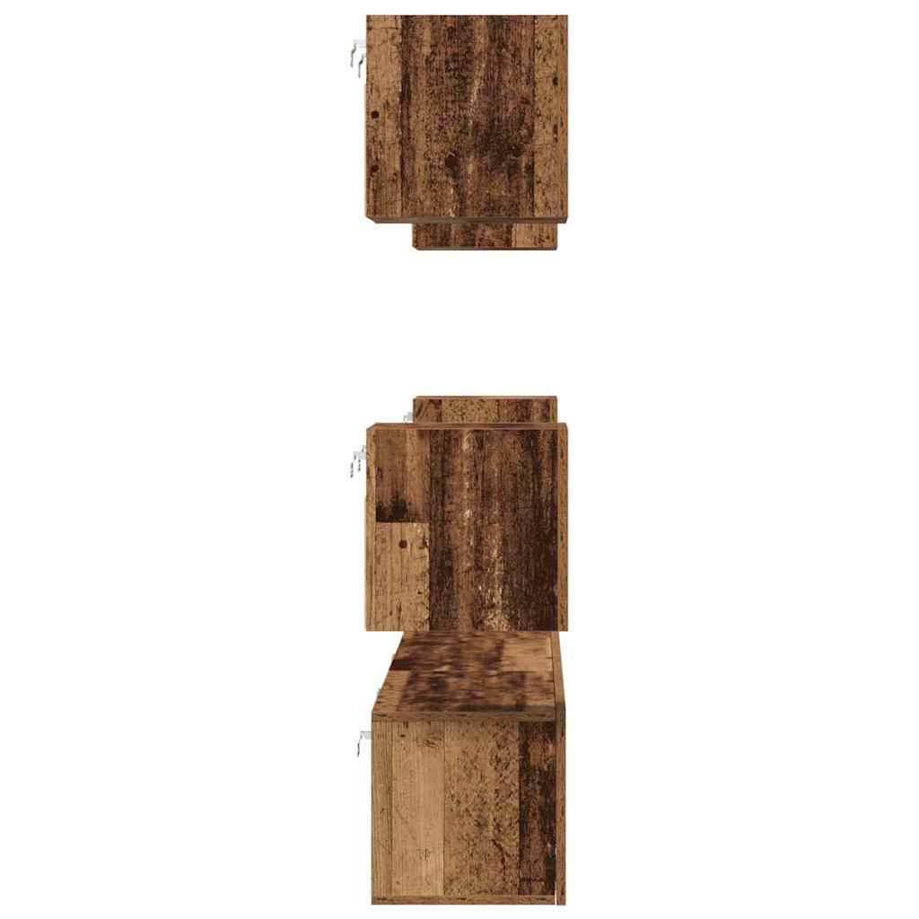 TV Cabinet Set Wall-mounted 7 pcs Old Wood Engineered Wood