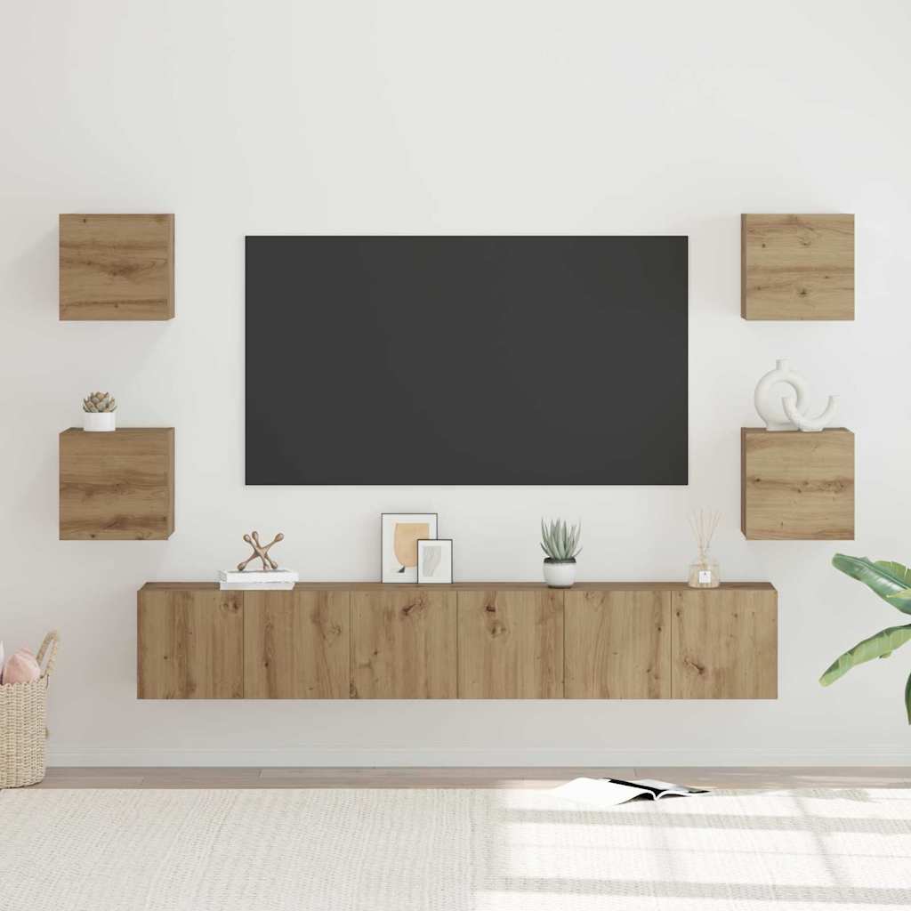 TV Cabinet Set Wall-mounted 7 pcs Artisan Oak Engineered Wood